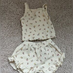 Quincy Mae Cream Floral Tank and Shorts Set